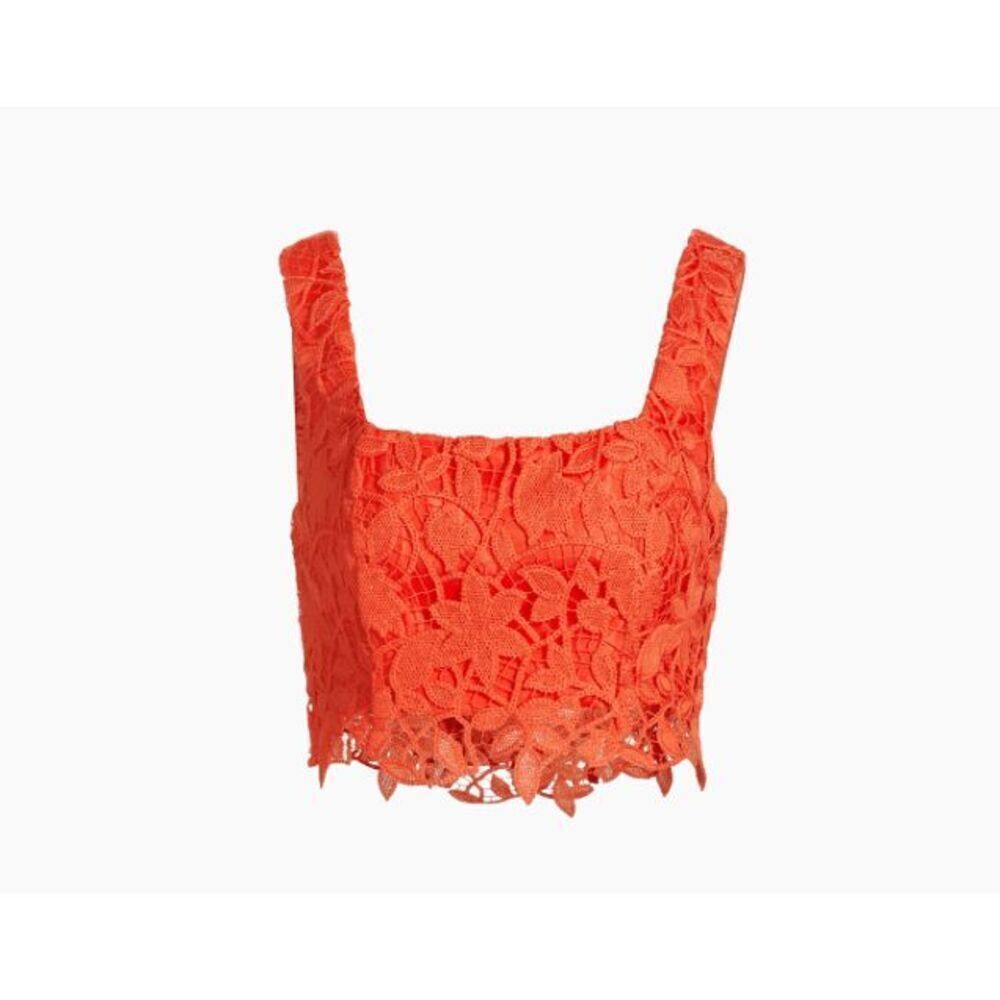 NWT Milly Chay Summer Floral Lace Crop Top - Coral / L
